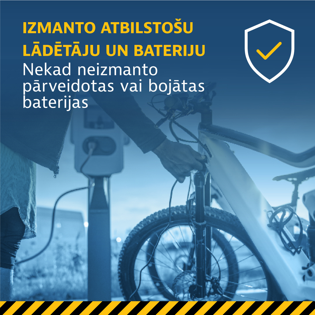 Baneris ar tekstu - Izmanto atbilstošu lādētāju un baterijas