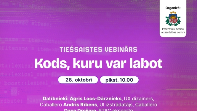 rozā fons un vebināra nosaukums pa vidu