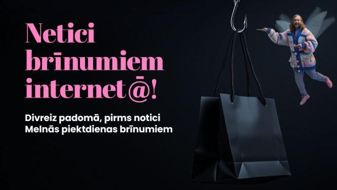 Uz melna fona ar rozā burtiem uzraksts - Netici brīnumiem internetā