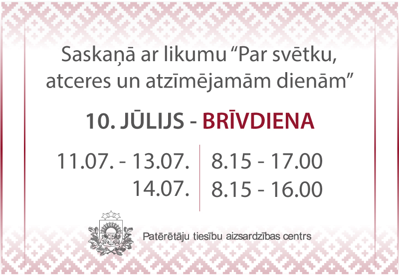 Darba laiks PTAC - baneris
