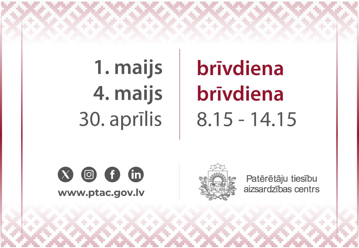 1. maijs brīvdiena, 4. maijs brīvdiena, 30. aprīlis 8.15-14.15