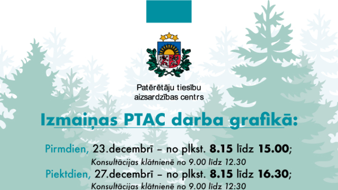 Izmaiņas PTAC darba grafikā