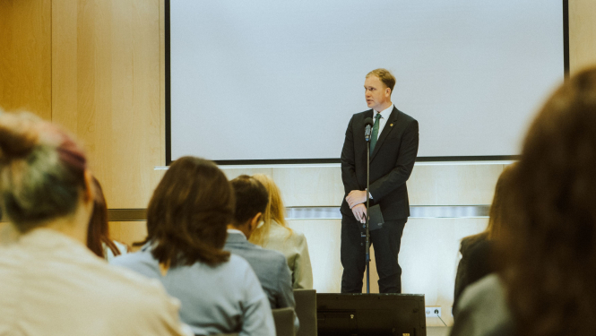 Ekonomikas ministrs Viktors Valainis PTAC pasākumā uzņēmējiem
