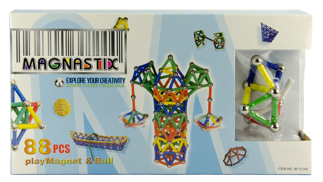 Magnētiskā rotaļlieta ar stienīšiem un bumbiņām