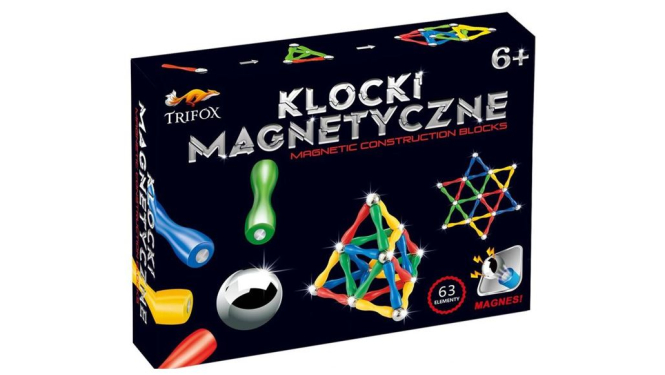 Magnētiska rotaļlieta bērniem - ar plastmasas stienīšiem ar magnētiem galos un magnētiskās bumbiņas