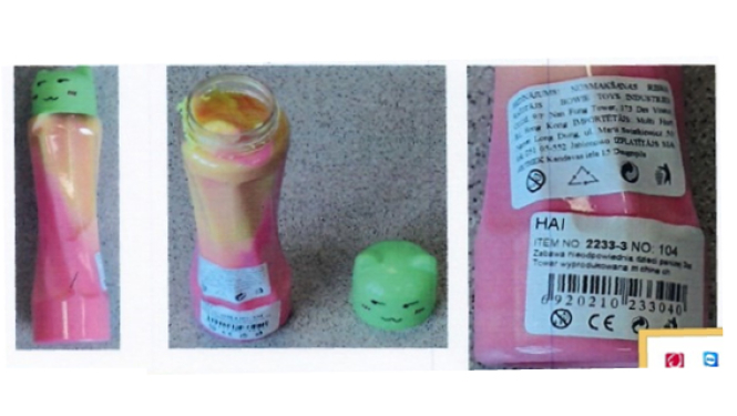 Pudelīte ar slaimu rozā un dzeltenā krāsā