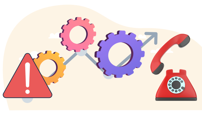 Izsaukuma zīme un sarkans telefons